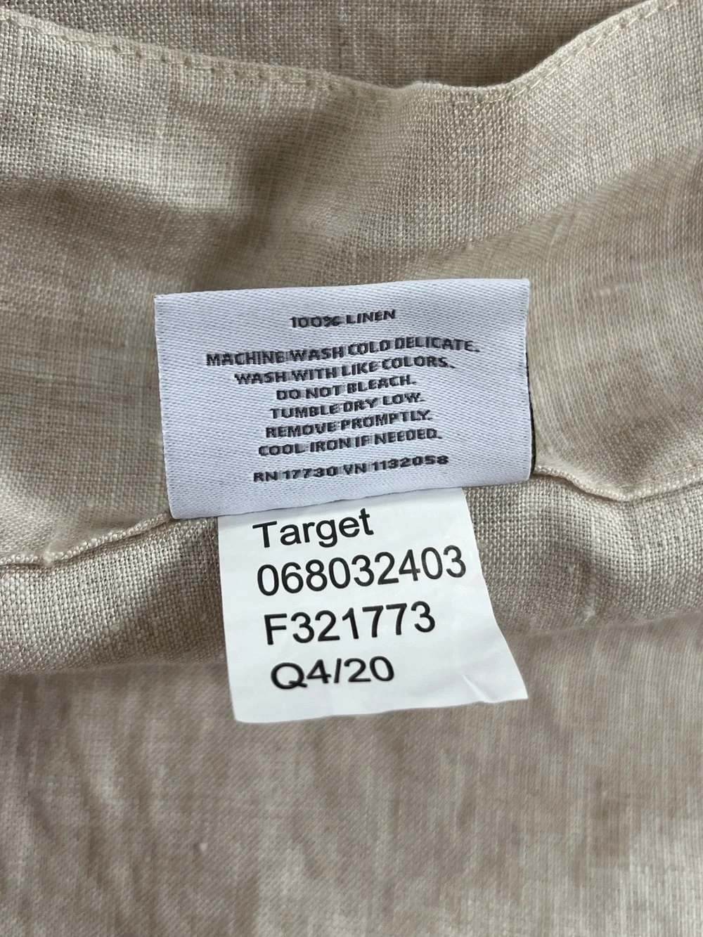 Threshold ALL LINEN Light Filtering Curtain Panel Natural Beige Flax 95” Fabric